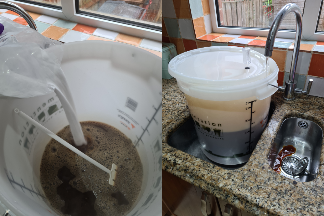 Adding sugar and water